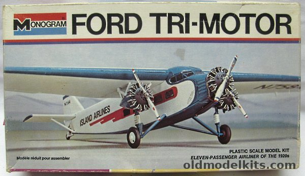 Monogram 1/77 Ford Tri-Motor Island Airways (Trimotor) -  White Box Issue, 7592 plastic model kit